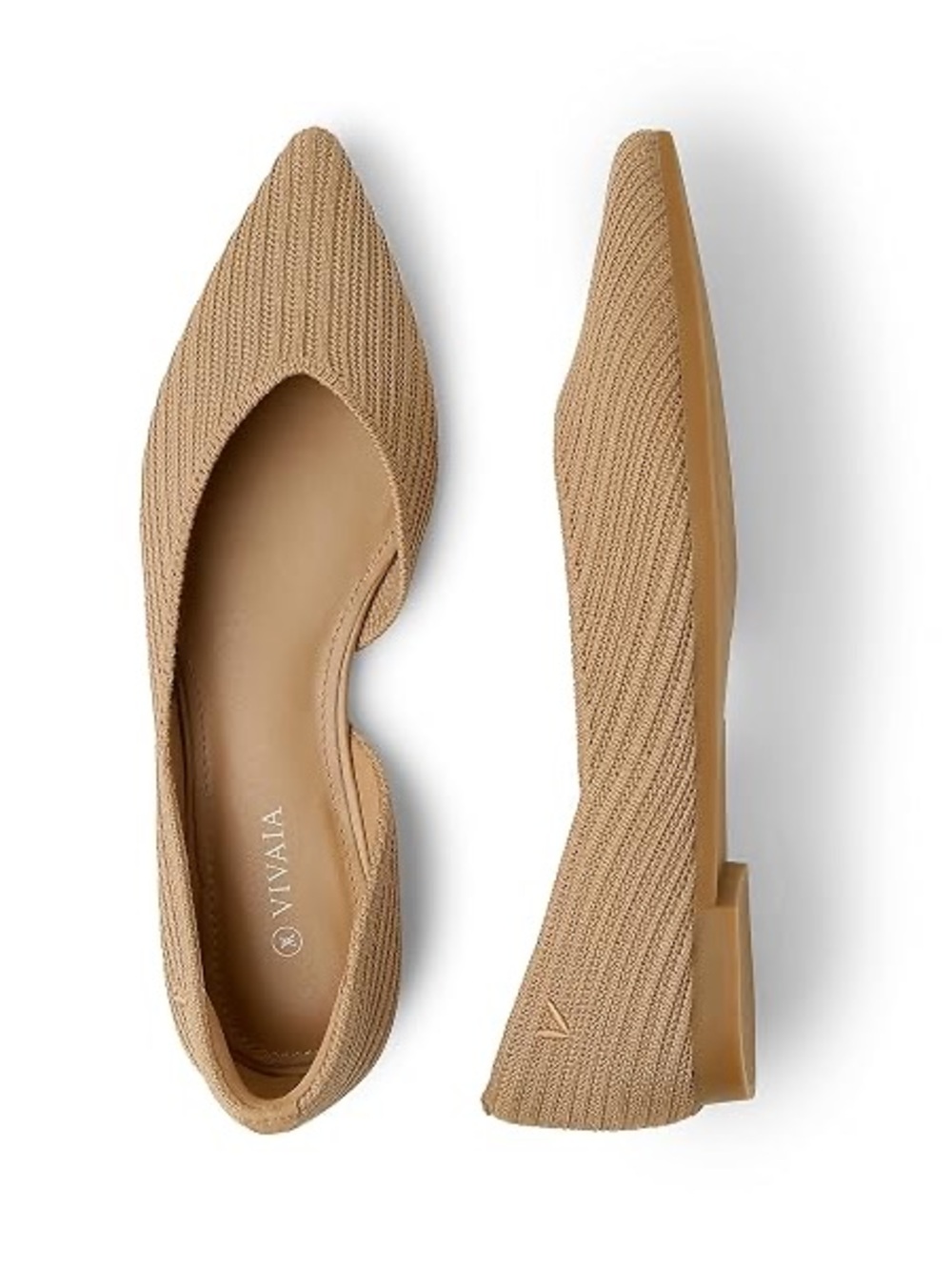 NEW Vivaia Melia Point Toe D’orsay Flats Tan Size 42 US 10.5 NWOB